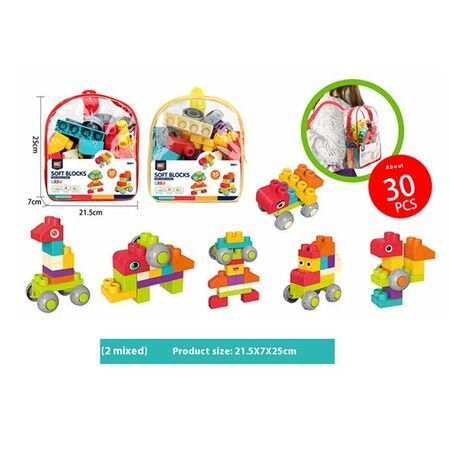 30PCS Soft Building Blocks for Toddlers With Transparent Backpack Packaging For Holiday Parties Christmas and Gifts