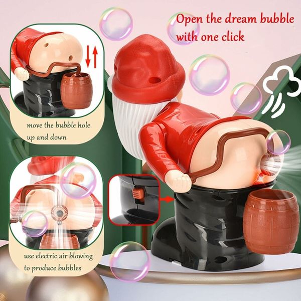 Santa Claus Bubble Butt Machine,Automatic Bubble Blower Machine Santa Claus Toy,Funny Santa Automatic Fart Bubble Machine with Music Flashing Lights,Bubble Blower