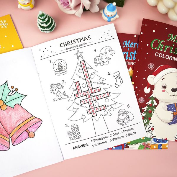 8PCS Christmas Painting Book Educational Graffiti Doodles Book For Kids