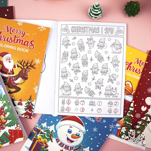 8PCS Christmas Painting Book Educational Graffiti Doodles Book For Kids