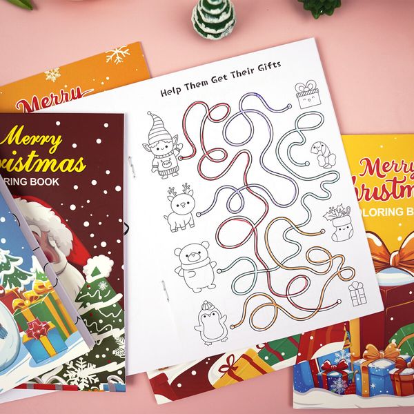 8PCS Christmas Painting Book Educational Graffiti Doodles Book For Kids