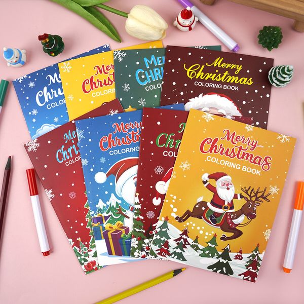 8PCS Christmas Painting Book Educational Graffiti Doodles Book For Kids