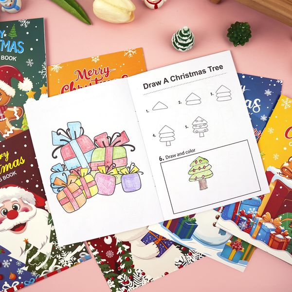 8PCS Christmas Painting Book Educational Graffiti Doodles Book For Kids