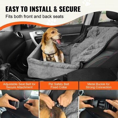 Dog Booster Car Seat Pet Car Seat for Small Medium Dog up to 18.1 kg Gray