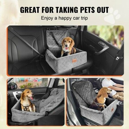 Dog Booster Car Seat Pet Car Seat for Small Medium Dog up to 18.1 kg Gray