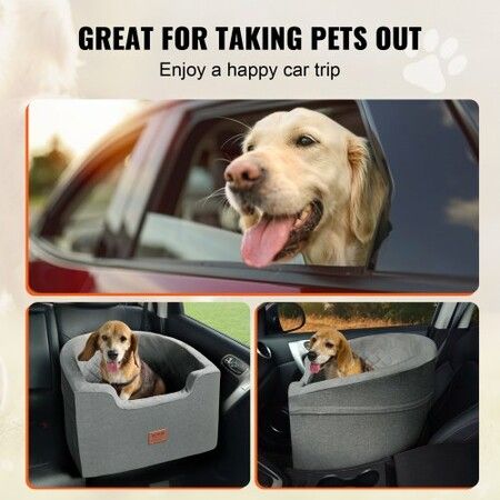 Dog Booster Car Seat Pet Car Seat for Small Medium Dog up to 24.9 kg Gray