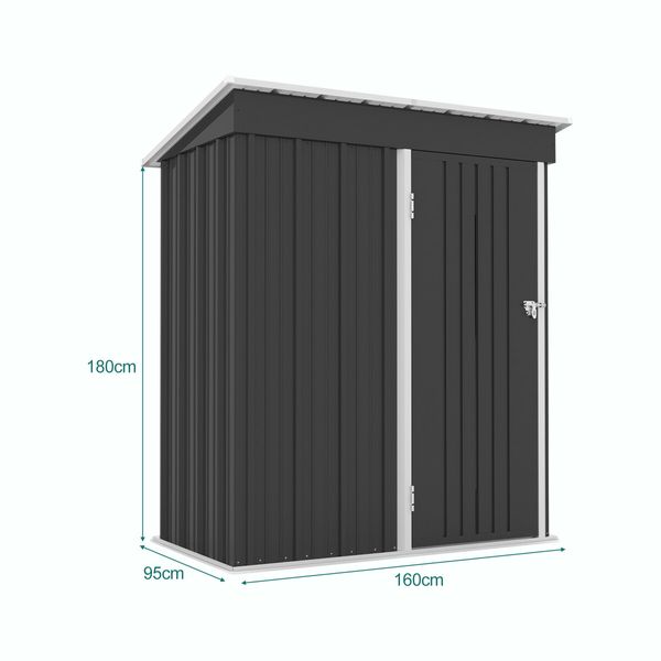 Garden Storage Shed Outdoor Backyard Tool Garage Bike Lockable Utility House Pet Dog Cat Shelter Galvanised Steel Plastic Tilted Roof 160x95x180cm