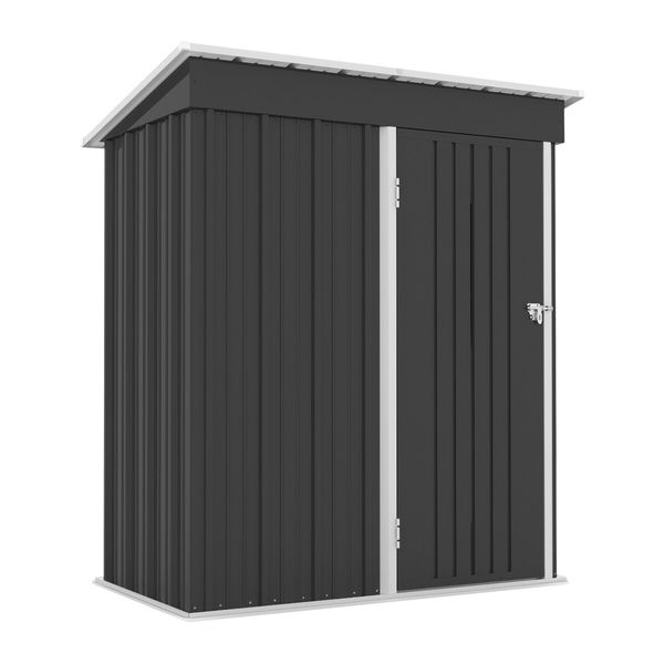 Garden Storage Shed Outdoor Backyard Tool Garage Bike Lockable Utility House Pet Dog Cat Shelter Galvanised Steel Plastic Tilted Roof 160x95x180cm