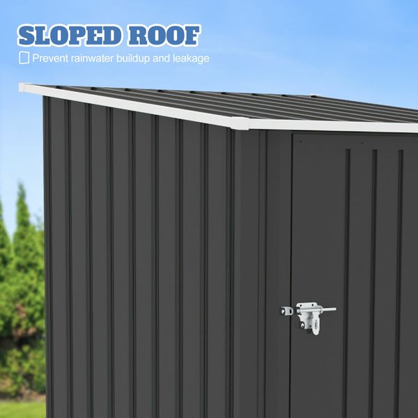 Garden Storage Shed Backyard Outdoor Tool Lockable Bike Garage Utility House Pet Dog Cat Shelter Plastic Galvanised Steel Tilted Roof 99x104x160cm