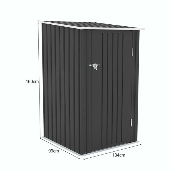 Garden Storage Shed Backyard Outdoor Tool Lockable Bike Garage Utility House Pet Dog Cat Shelter Plastic Galvanised Steel Tilted Roof 99x104x160cm