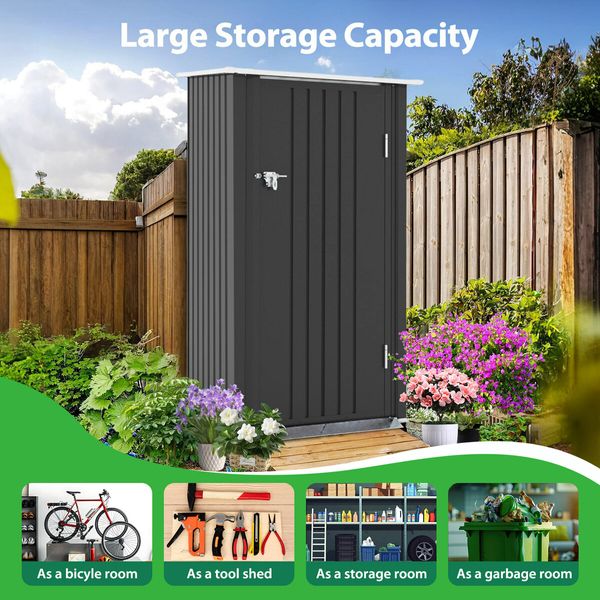 Garden Storage Shed Outdoor Backyard Garage Tool Lockable Utility Bike House Pet Dog Cat Shelter Firewood Rack Tilted Roof Galvanised Steel Plastic