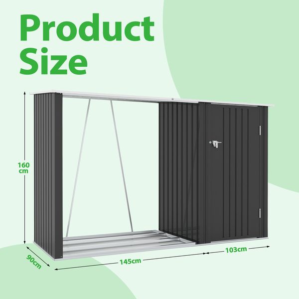 Garden Storage Shed Outdoor Backyard Garage Tool Lockable Utility Bike House Pet Dog Cat Shelter Firewood Rack Tilted Roof Galvanised Steel Plastic