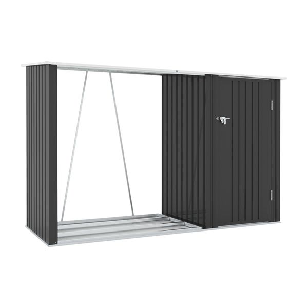 Garden Storage Shed Outdoor Backyard Garage Tool Lockable Utility Bike House Pet Dog Cat Shelter Firewood Rack Tilted Roof Galvanised Steel Plastic