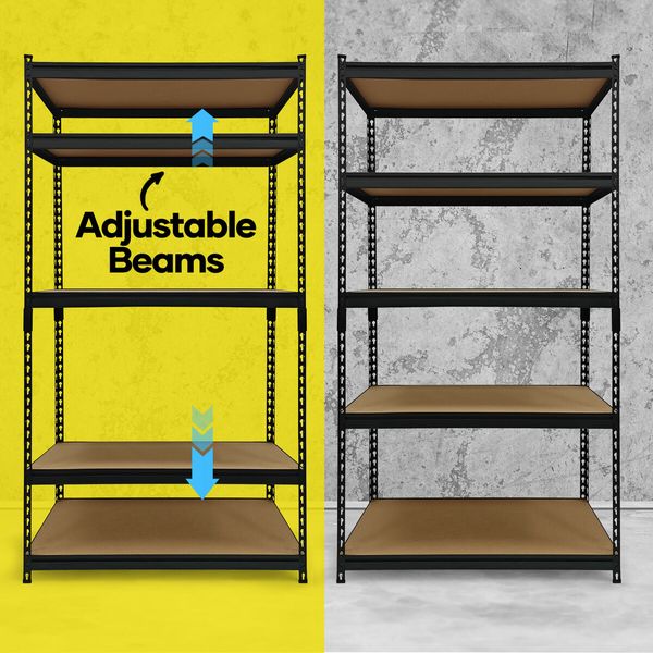 Luxsuite 5 Tier Shelving Pallet Storage Unit Book Shelve Plant Display Shelf Racking Adjustable for Garage Warehouse Kitchen Utility Laundry Room