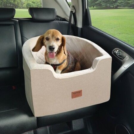 Dog Booster Car Seat Pet Car Seat for Small Medium Dog up to 24.9 kg Brown