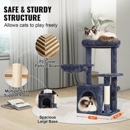 Cat Tree 80 cm Cat Tower with Cat Condo Sisal Scratching Post Dark Grey