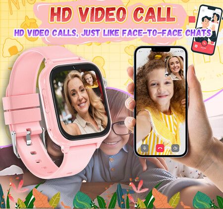 4G Smart Watch Kids LBS GPS Location WIFI  Video Call SOS Child Smartwatch HD Camera Monitor Tracker Photo Viewing Phone Watch Col.Pink