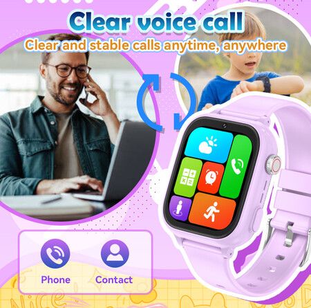 4G Smart Watch Kids LBS GPS Location WIFI  Video Call SOS Child Smartwatch HD Camera Monitor Tracker Photo Viewing Phone Watch Col.Pink