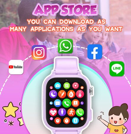 4G Smart Watch Kids LBS GPS Location WIFI  Video Call SOS Child Smartwatch HD Camera Monitor Tracker Photo Viewing Phone Watch Col.Pink