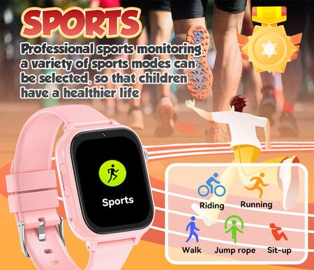 4G Smart Watch Kids LBS GPS Location WIFI  Video Call SOS Child Smartwatch HD Camera Monitor Tracker Photo Viewing Phone Watch Col.Pink