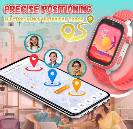 4G Smart Watch Kids LBS GPS Location WIFI  Video Call SOS Child Smartwatch HD Camera Monitor Tracker Photo Viewing Phone Watch ColBLUE