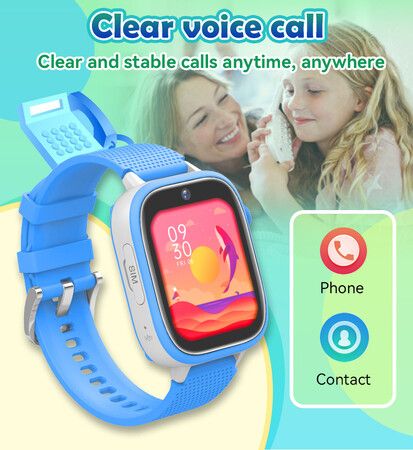 4G Smart Watch Kids LBS GPS Location WIFI  Video Call SOS Child Smartwatch HD Camera Monitor Tracker Photo Viewing Phone Watch ColBLUE