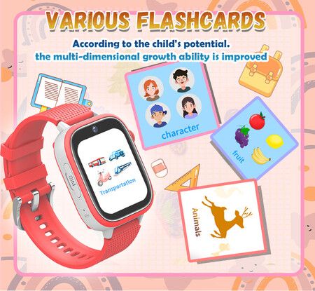 4G Smart Watch Kids LBS GPS Location WIFI  Video Call SOS Child Smartwatch HD Camera Monitor Tracker Photo Viewing Phone Watch Col.RED