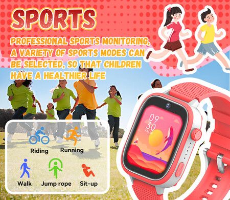 4G Smart Watch Kids LBS GPS Location WIFI  Video Call SOS Child Smartwatch HD Camera Monitor Tracker Photo Viewing Phone Watch Col.RED