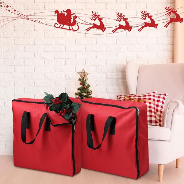 Christmas Tree Bag with Handles and Zippers for Pop Up Christmas Tree Decorations (Red, 76*76*11cm)