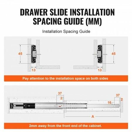 6 Pairs of 355.6mm Drawer Slides Side Mount Rails, Heavy Duty Full Extension Steel Track, Soft-Close Noiseless Guide Glides Cabinet Kitchen Runners with Ball Bearing, 100 Lbs Load Capacity