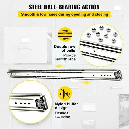 Drawer Slide Soft Close Drawer 1Pair 34" Ball Bearing Full Extension 500lb