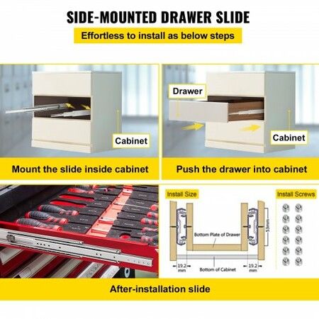 Drawer Slide Soft Close Drawer 1Pair 34" Ball Bearing Full Extension 500lb