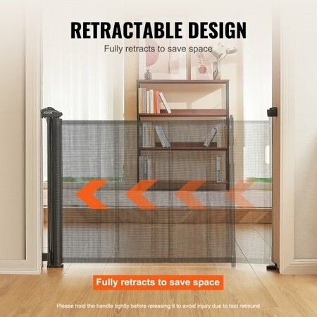 Retractable Baby Gate, 34.2" Tall Mesh Baby Gate, Extends up to 60" Wide Retractable Gate for Kids or Pets, Retractable Dog Gates for Indoor Stairs, Doorways, Hallways, Playrooms, Black