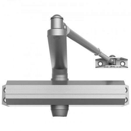 Door Closer, Automatic Door Closer Commercial or Residential Use for Door Weights 120 kg, Adjustable Size Hydraulic Buffer Door Closers Heavy Duty Cast Aluminum Body, Easy Install, Silver