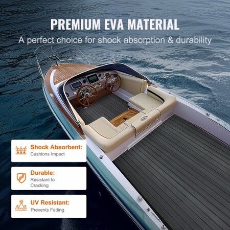 Boat Flooring, EVA Foam Boat Decking 94.5" x 23.6", Non-Slip Self-Adhesive Flooring, 15.5 sq.ft Marine Carpet for Boats, Yacht, Pontoon, Kayak Decking