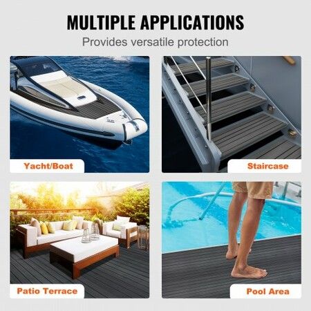 Boat Flooring, EVA Foam Boat Decking 94.5" x 23.6", Non-Slip Self-Adhesive Flooring, 15.5 sq.ft Marine Carpet for Boats, Yacht, Pontoon, Kayak Decking