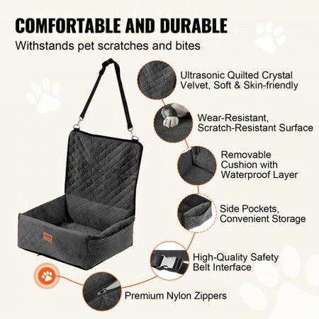 Dog Booster Car Seat Pet Car Seat for Small Medium Dog up to 18.1 kg Black