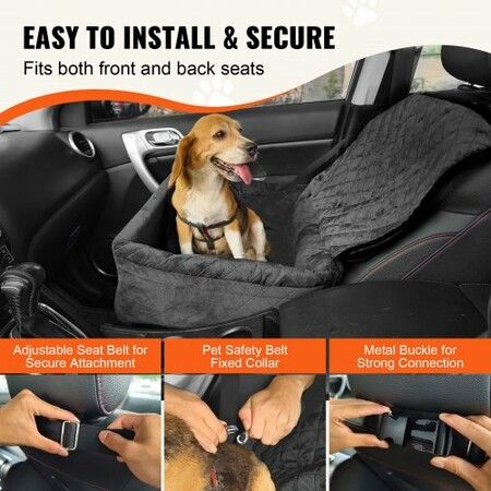 Dog Booster Car Seat Pet Car Seat for Small Medium Dog up to 18.1 kg Black