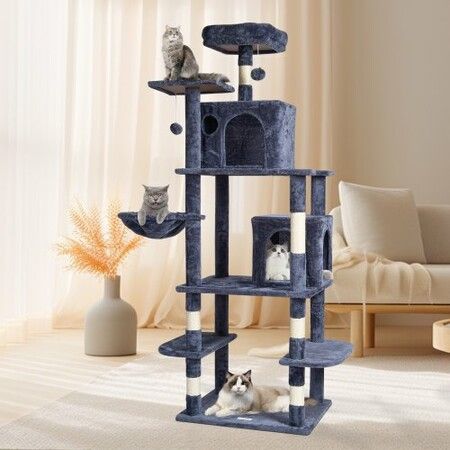 Cat Tree 174 cm Cat Tower with Cat Condos Sisal Scratching Post Dark Grey