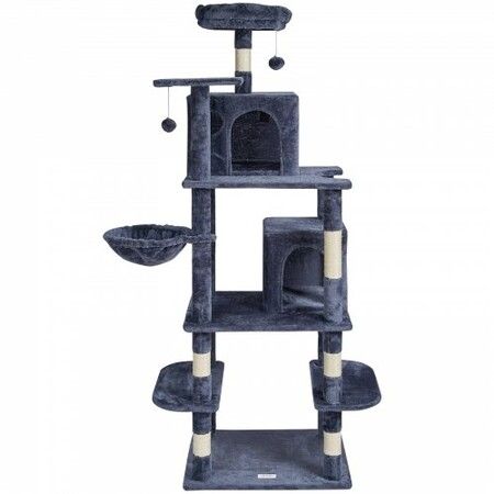 Cat Tree 174 cm Cat Tower with Cat Condos Sisal Scratching Post Dark Grey