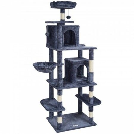 Cat Tree 174 cm Cat Tower with Cat Condos Sisal Scratching Post Dark Grey