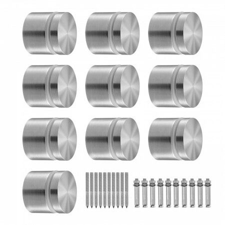 Glass Clamp, 10 PCS Round Glass Railing Bracket for 0.31 "-0.62 " Tempered Glass, 316 Stainless Steel Glass Mounting Clamp, Glass Shelf Bracket for Balcony, Garden, Pool, Stair, Silver