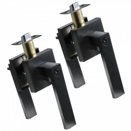 Entry Lever Door Handle 2PCS Black Entry Knob Lock and Key Locking Lever