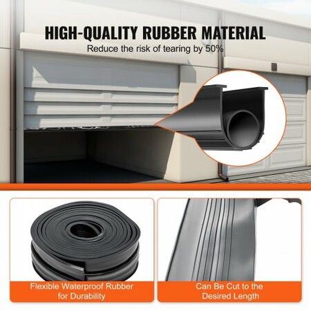 Garage Door Seals Bottom Rubber, U Shape +O Ring Combination Garage Door Bottom Weather Seal, 20ft Weatherproofing Garage Door Seal, 5/16 inch T-ends and 3 3/4 inch Width, for Doors, Black