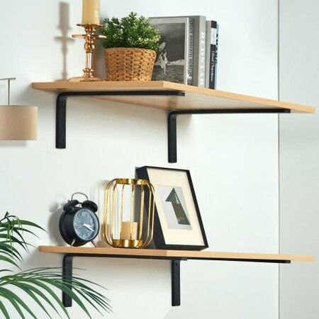 Shelf Bracket, Heavy Duty Floating Shelf Brackets 25.6 x 15.5 cm, 4 Pcs Brackets for Shelves, 5mm Thick Matte Black L Shelf Bracket,Steel Shelving Brackets with 72.6 kg Load Capacity