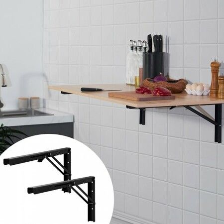 Shelf Bracket Foldable, 61.3 cm L 2 Pcs , Heavy Duty Floating Shelf Brackets, Brackets for Shelves, 5mm Thick Matte Black L Shelf Bracket,Steel Shelving Brackets with 136 kg Load Capacity