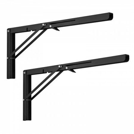 Shelf Bracket Foldable, 61.3 cm L 2 Pcs , Heavy Duty Floating Shelf Brackets, Brackets for Shelves, 5mm Thick Matte Black L Shelf Bracket,Steel Shelving Brackets with 136 kg Load Capacity