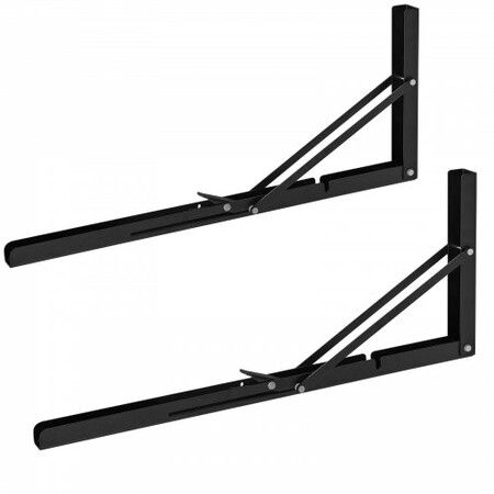 Shelf Bracket Foldable, 61.3 cm L 2 Pcs , Heavy Duty Floating Shelf Brackets, Brackets for Shelves, 5mm Thick Matte Black L Shelf Bracket,Steel Shelving Brackets with 136 kg Load Capacity