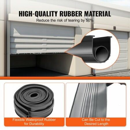 Garage Door Seals Bottom Rubber, U Shape +O Ring Combination Garage Door Bottom Weather Seal, 16ft Weatherproofing Garage Door Seal, 5/16 inch T-ends and 3 3/4 inch Width, for Doors, Black