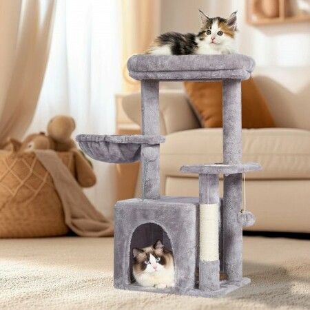 Cat Tree 80 cm Cat Tower with Cat Condo Sisal Scratching Post Light Grey